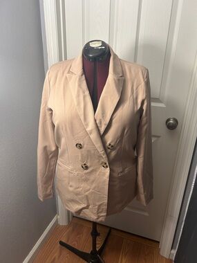 And Now This Oversized Lined Double-Breasted Blazer with pockets in Light Taupe